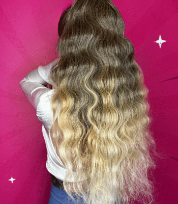 doczepiana kitka duże fale ciemny blond ombre||