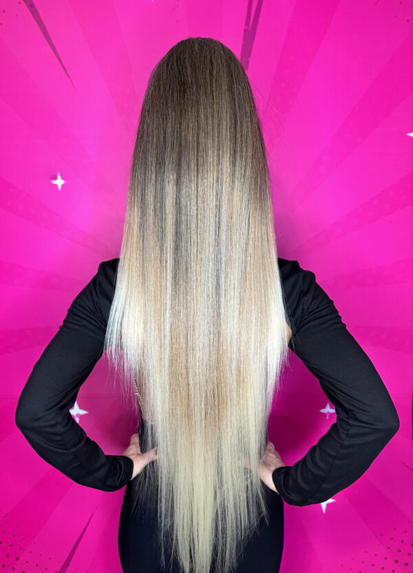 Doczepiany Kucyk Ciemny Blond Ombre - 90cm - obrazek 5