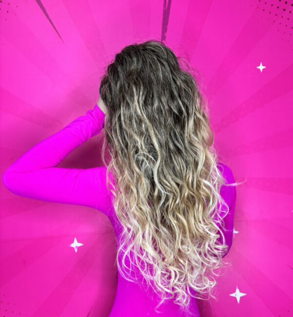 Doczepiany Kucyk - Kitka Fale Oceanu Ciemny Blond Ombre 70cm - obrazek 3