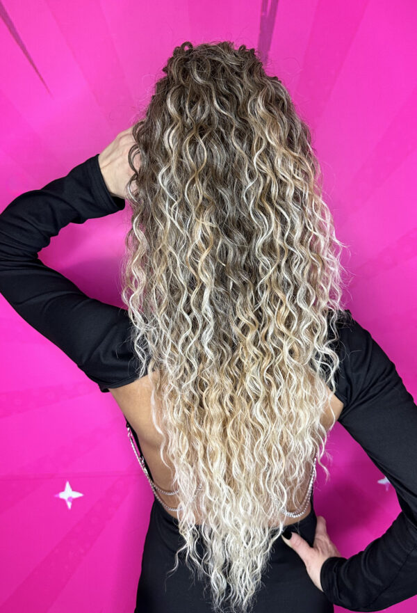 Doczepiany Kucyk - Kitka Małe Fale Ciemny Blond Ombre - obrazek 3
