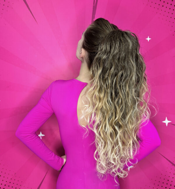 Doczepiany Kucyk - Kitka Fale Oceanu Ciemny Blond Ombre 70cm - obrazek 4