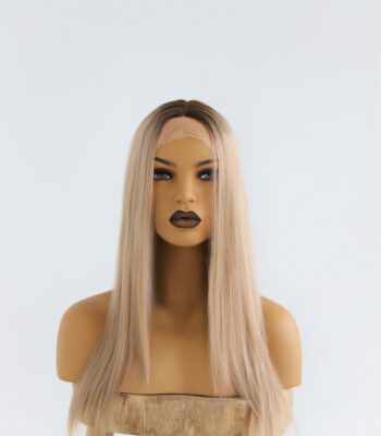 Peruka Lace Front Ciepły Beżowy Blond z Odrostem