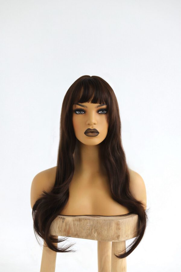 Długa Peruka Ciemno Brązowa z Grzywką||||||||||||Peruka Lace Front Blond z Odrostem
