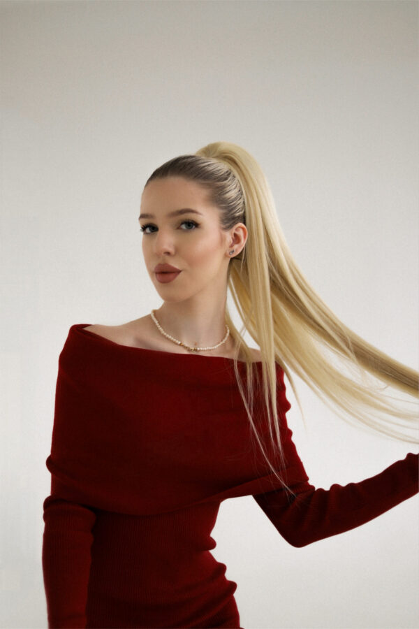 Doczepiany Kucyk - Beżowy Blond 70cm - obrazek 4