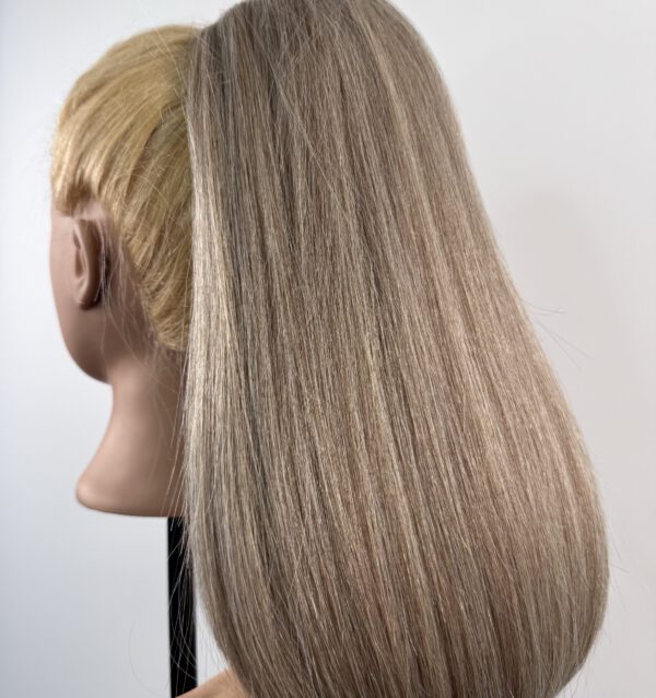 Doczepiany Kitka - Prosty Kucyk Popielaty Blond 90cm - obrazek 3
