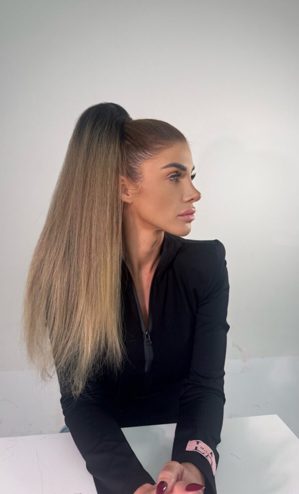 Doczepiany Kucyk YAKI- Kitka Ciemny Blond Ombre 55cm - obrazek 3