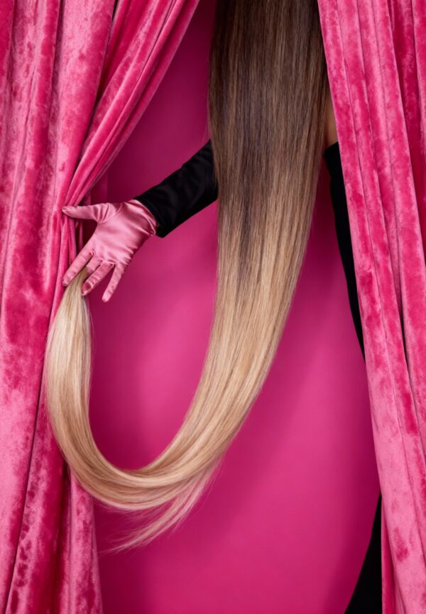 doczepiany kucyk ciemny blond ombre