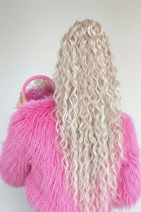 Doczepiany Kucyk Chłodny Blond Małe Fale 70cm - obrazek 6