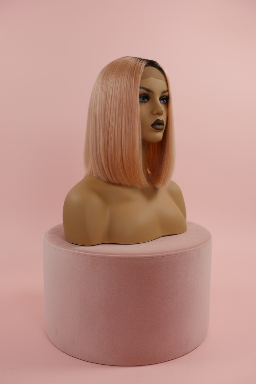 Różowa Peruka Bob Lace front - LAJLA - obrazek 6