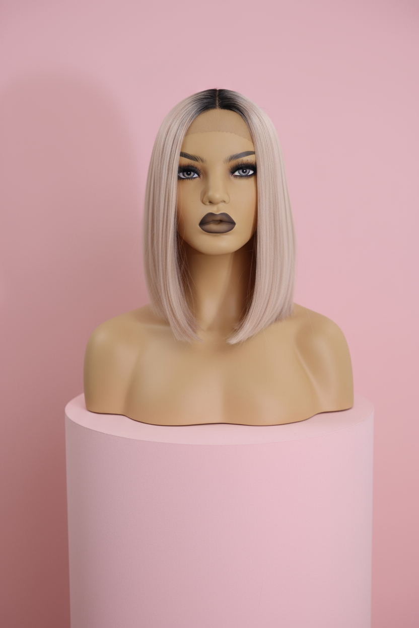 Peruka Lace Front Jasny Pudrowy Różowy Blond