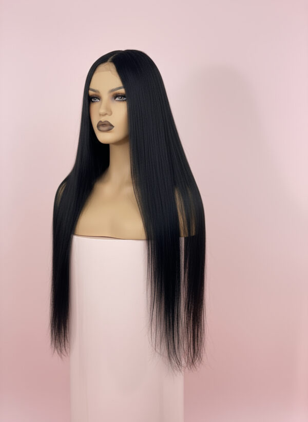 długa czarna peruka lacefront