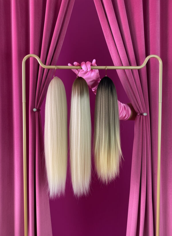 Doczepiany Kucyk YAKI- Kitka Ciemny Blond Ombre 55cm - obrazek 4