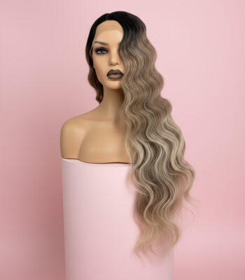 Długa Kręcona Peruka Ciemny Blond Ombre