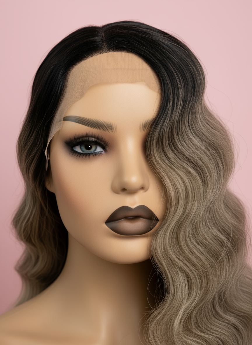 Długa Kręcona Peruka Ciemny Blond Ombre - Romance - obrazek 4