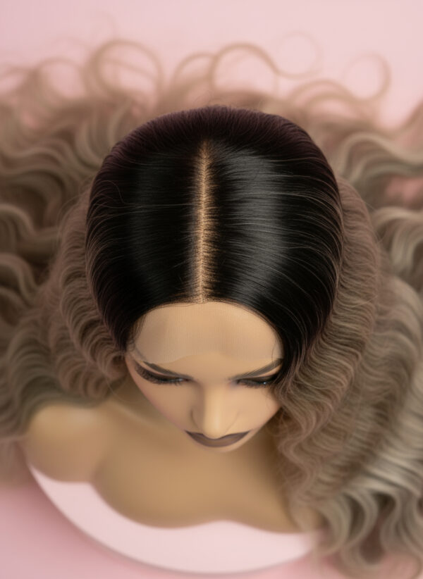 Długa Kręcona Peruka Ciemny Blond Ombre - Romance - obrazek 7