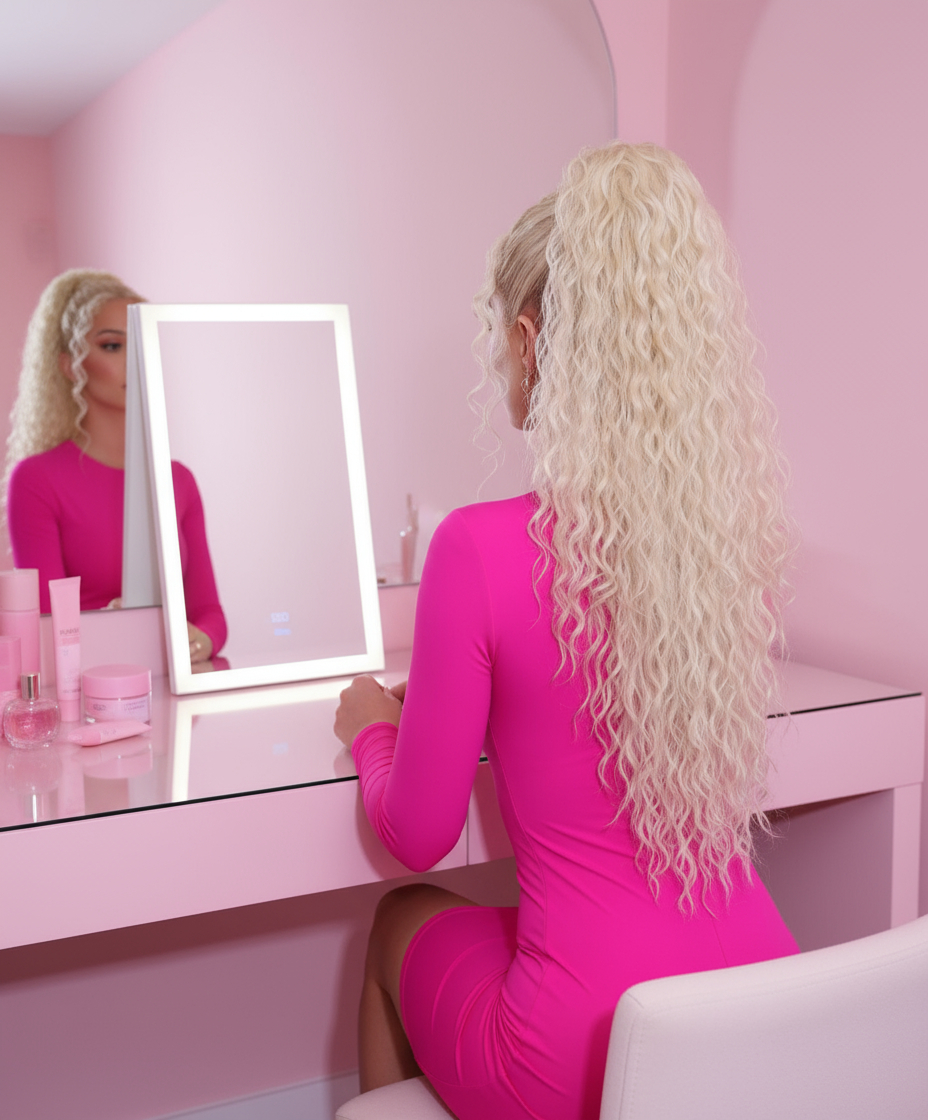 Doczepiany Kucyk Małe Fale Bardzo Jasny Blond - obrazek 3