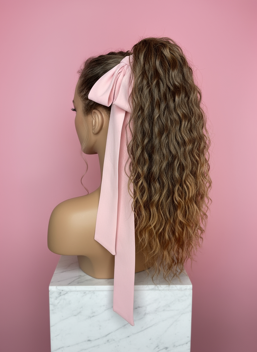 Doczepiany Kucyk Małe Fale Brąz Ciepłe Końce 50cm - obrazek 3