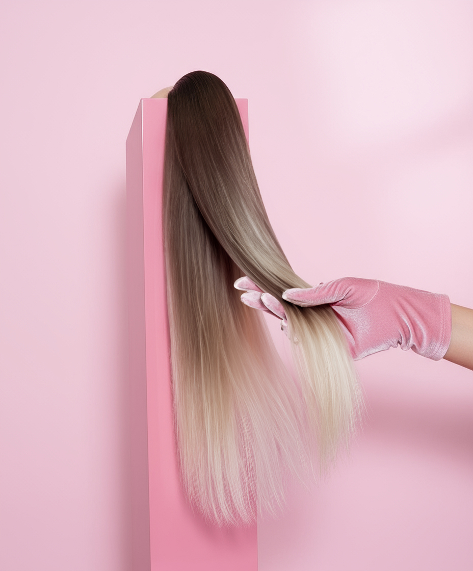 Doczepiany Kucyk - Kitka Prosta Ciemny Blond Ombre - 70cm - obrazek 4