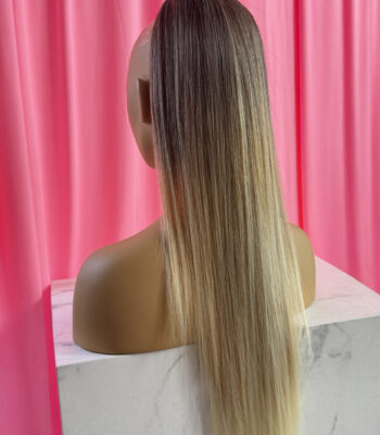 Doczepiany kucyk ciemny blond ombre||||