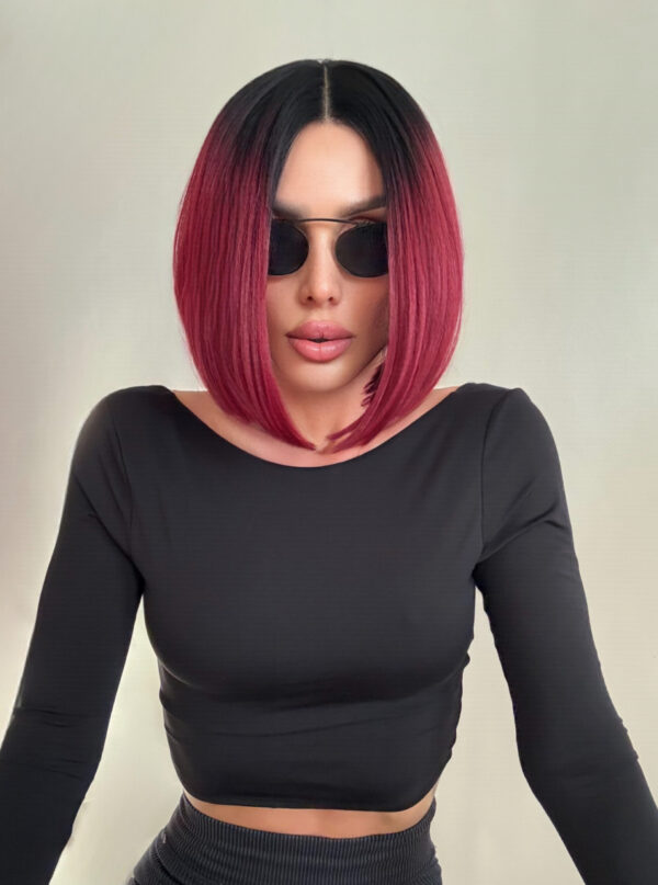 Bordowa Peruka Bob - Lacefront - Aga - obrazek 6