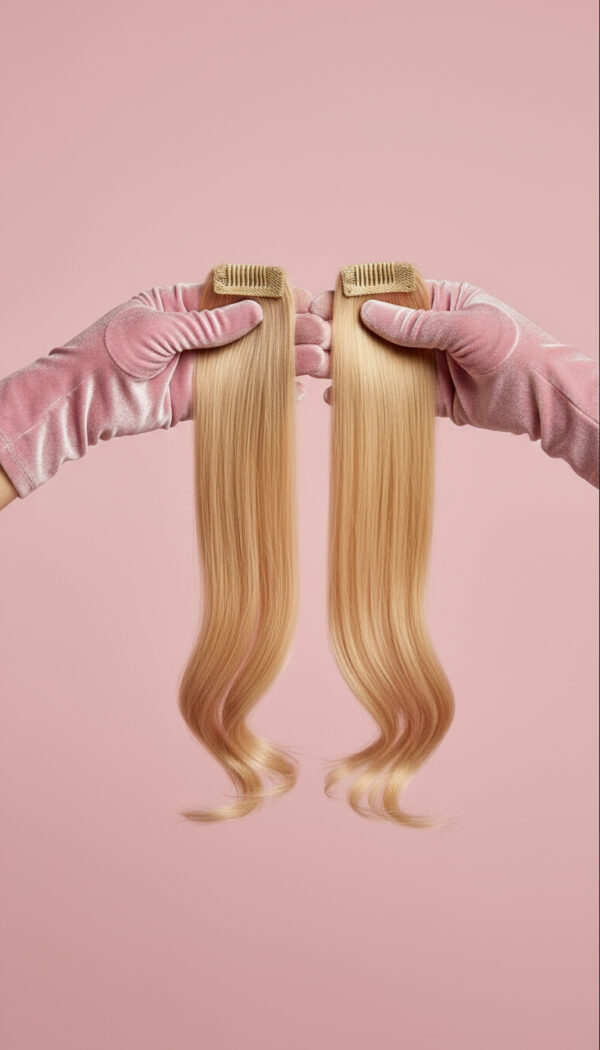 doczepiana grzywka boczna blond