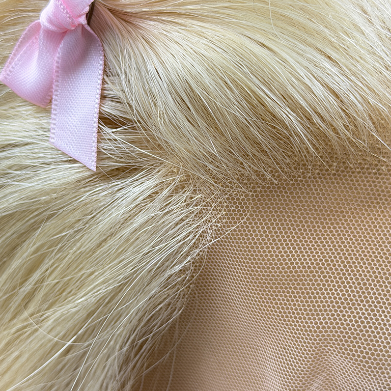 Długa Peruka Blond z Włosów Naturalnych - Luna - obrazek 2