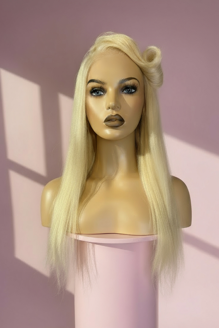 Długa Peruka Blond z Włosów Naturalnych