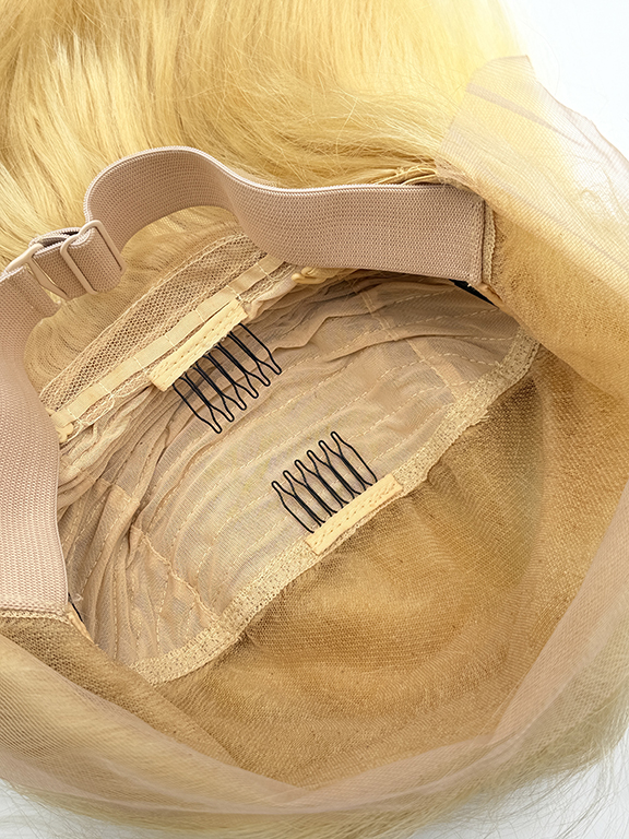 Długa Peruka Blond z Włosów Naturalnych