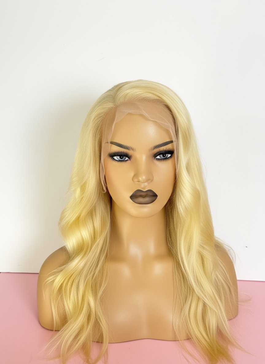 Długa Peruka Blond z Włosów Naturalnych