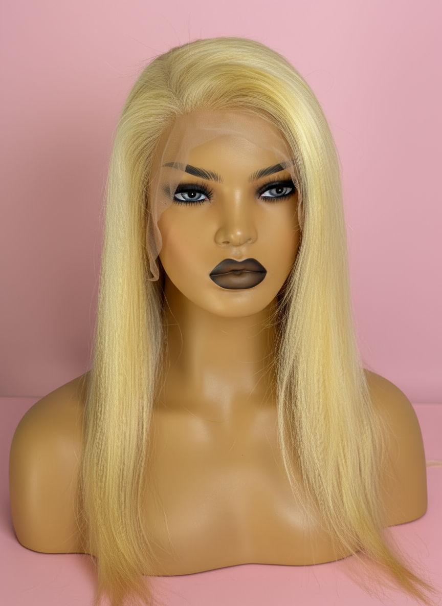 Długa Peruka Blond z Włosów Naturalnych
