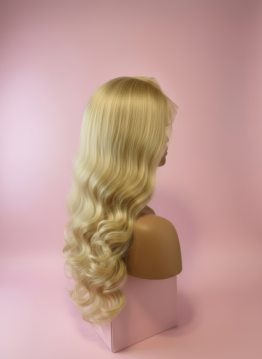 Długa Peruka Blond z Włosów Naturalnych - Luna - obrazek 5