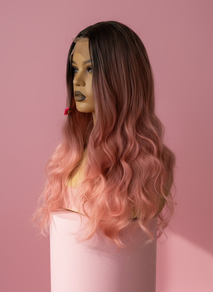 Peruka Różowe Fale Ombre - Róża - obrazek 4