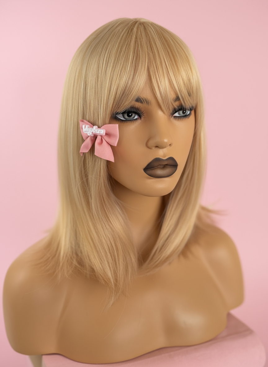 Peruka Złocisty Blond Bob z Grzywką