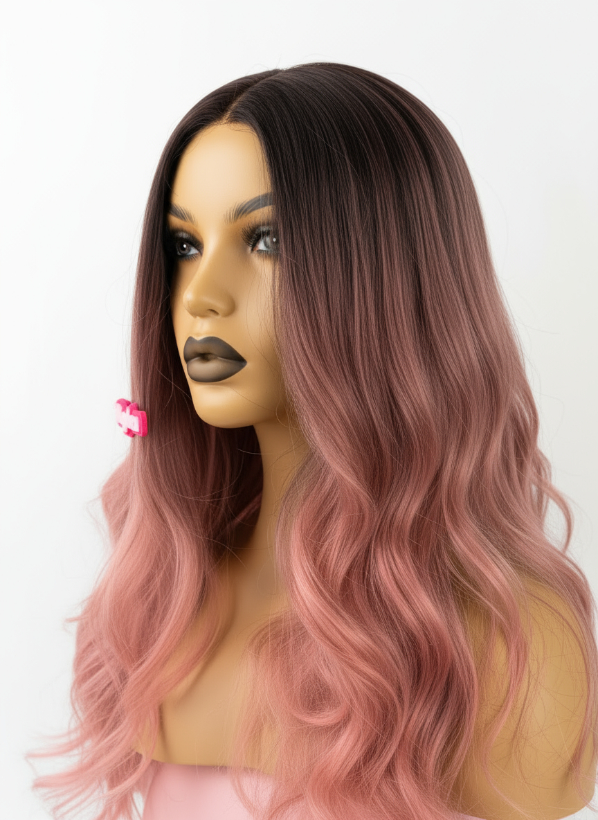 Peruka Różowe Fale Ombre - Róża - obrazek 8