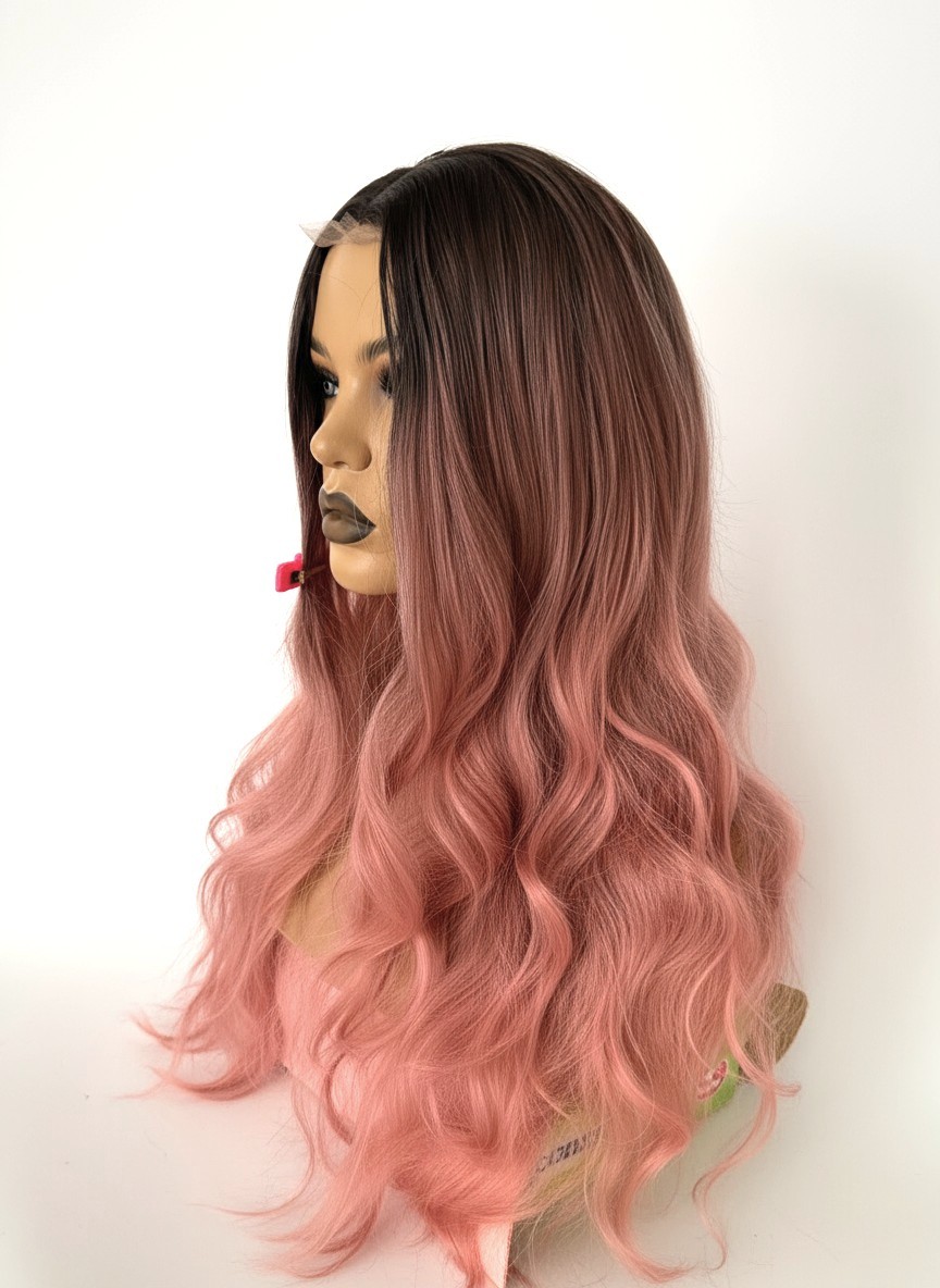 Peruka Różowe Fale Ombre