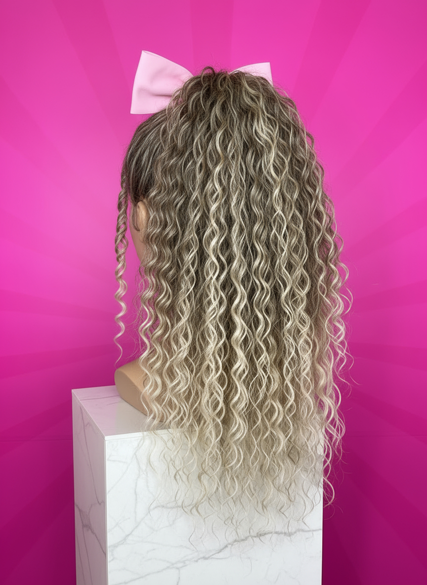 Kucyk Małe Fale Ciemny Blond Ombre