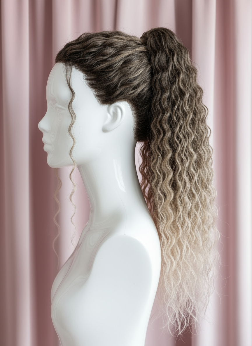 Kucyk Małe Fale Ciemny Blond Ombre