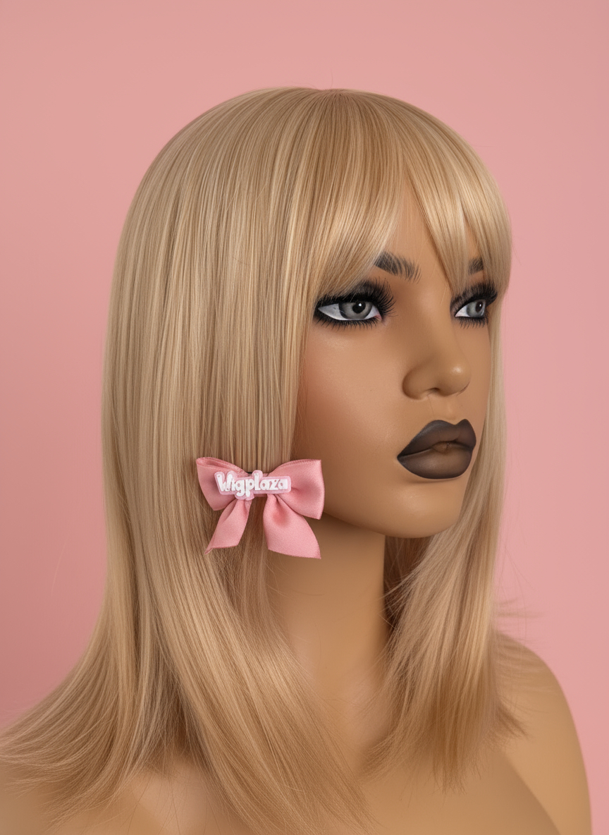 Peruka Złocisty Blond Bob z Grzywką