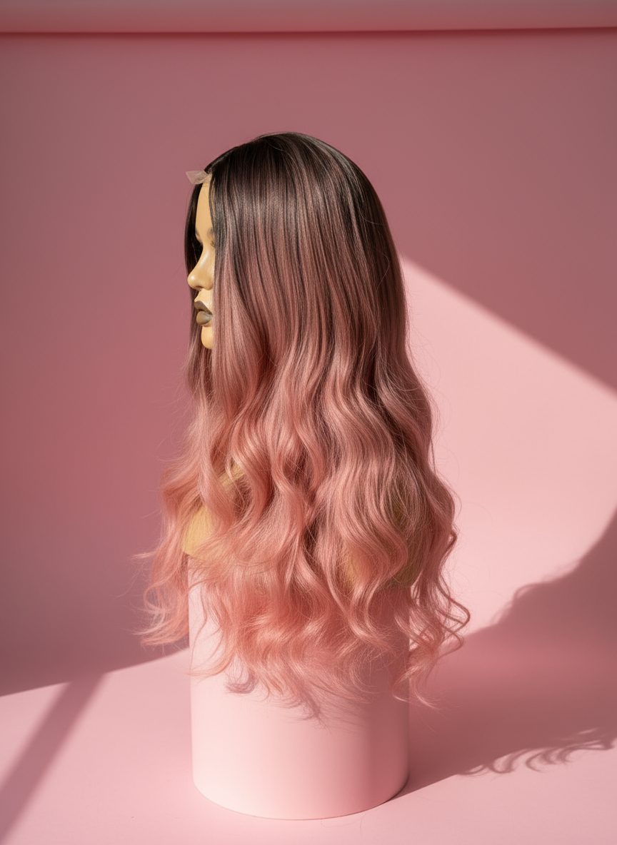 Peruka Różowe Fale Ombre - Róża - obrazek 6