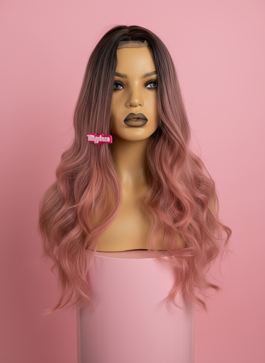Peruka Różowe Fale Ombre - Róża - obrazek 9