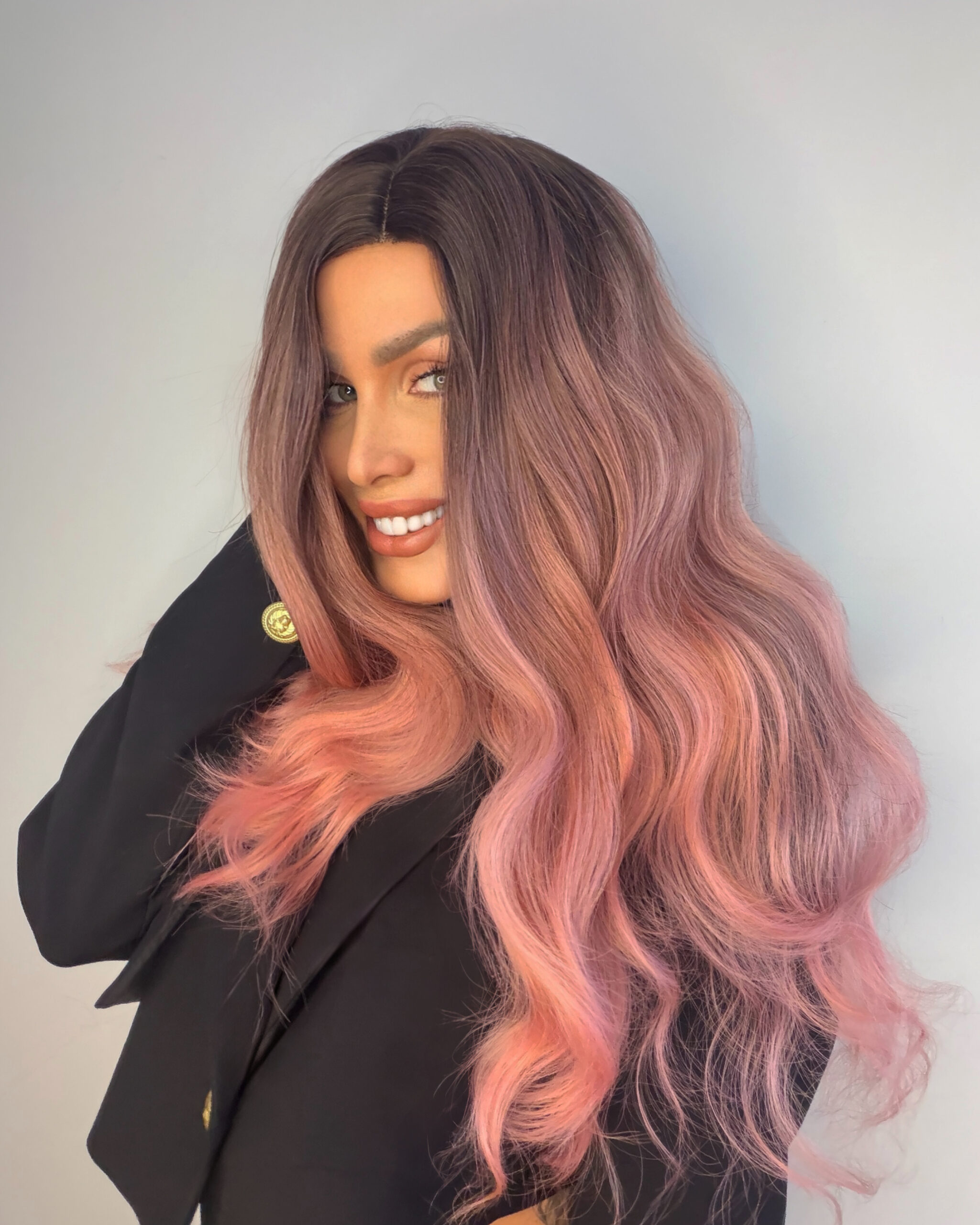 Peruka Różowe Fale Ombre - Róża - obrazek 5