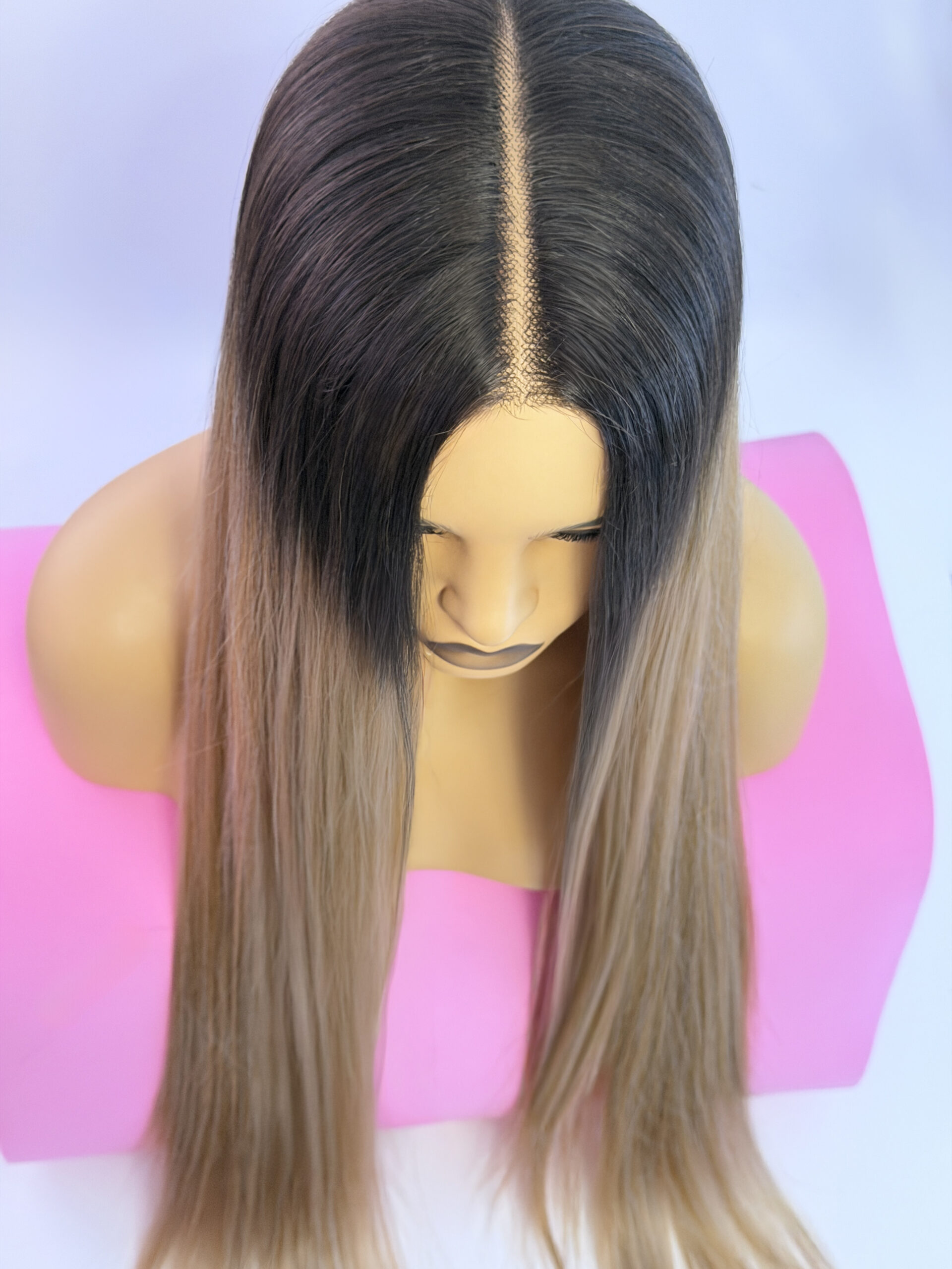 Długa Prosta Peruka Lacefront Ciemny Blond - Lorena - obrazek 10