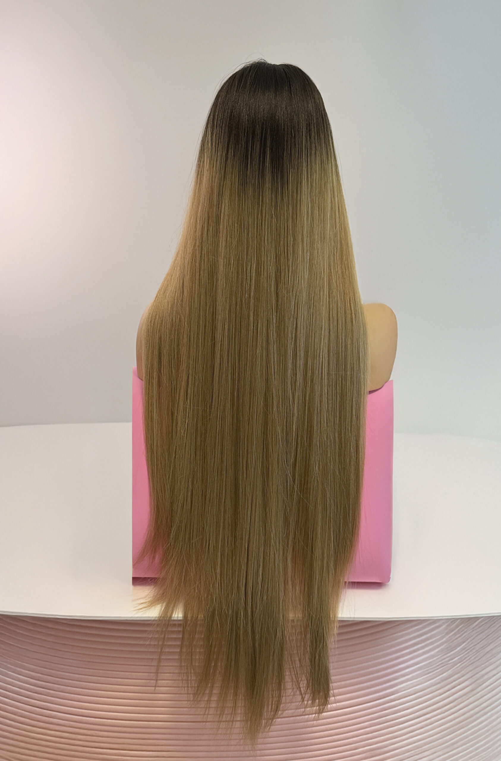 Długa Prosta Peruka Lacefront Ciemny Blond - Lorena - obrazek 6