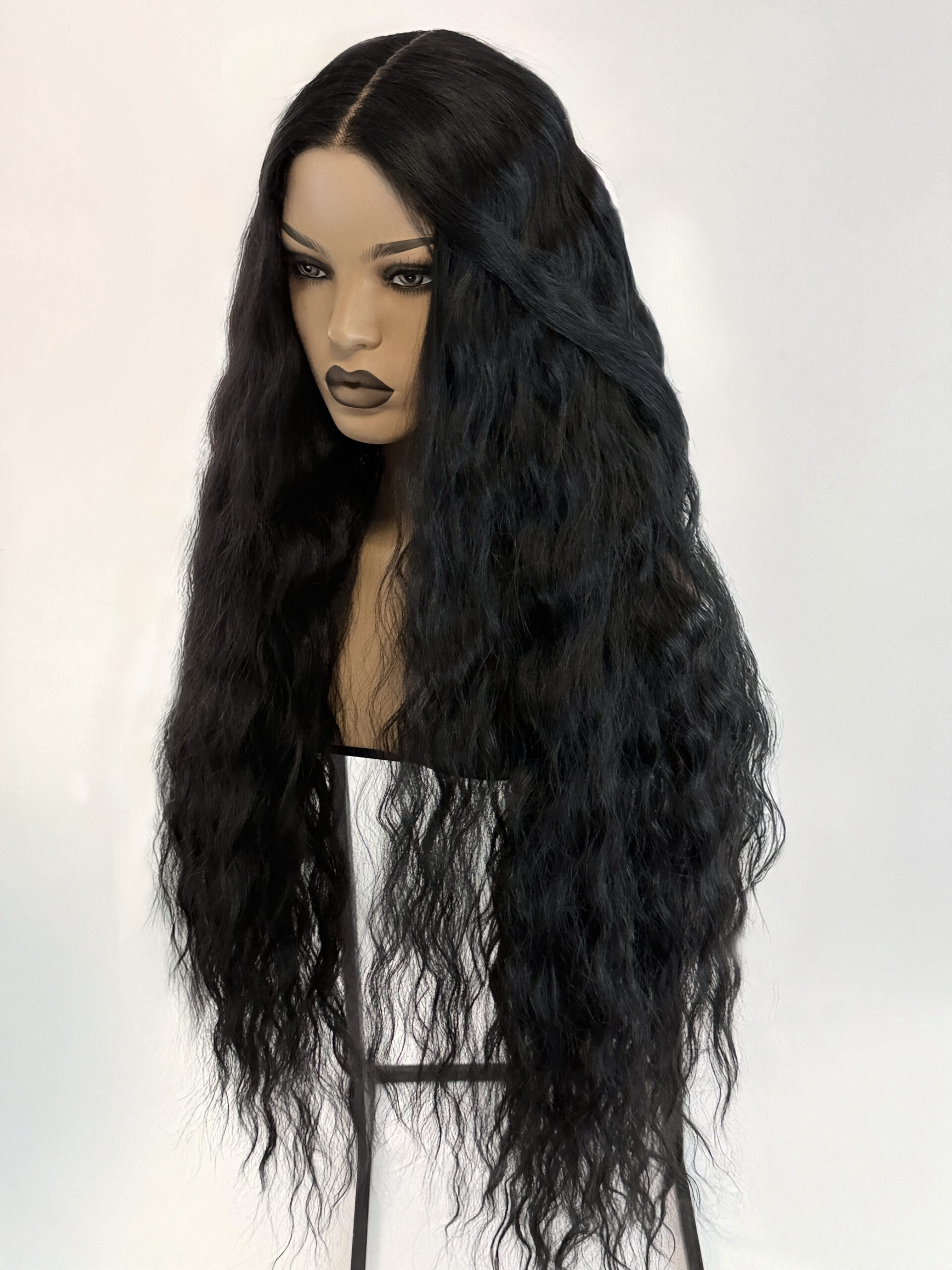 Długa Czarna Falowana Peruka Lace front - Black Siren - obrazek 5