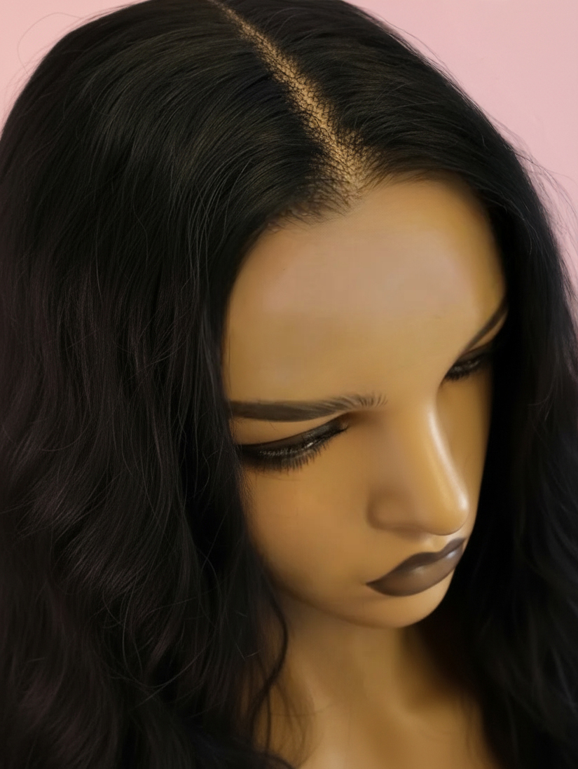 długa czarna falowana peruka