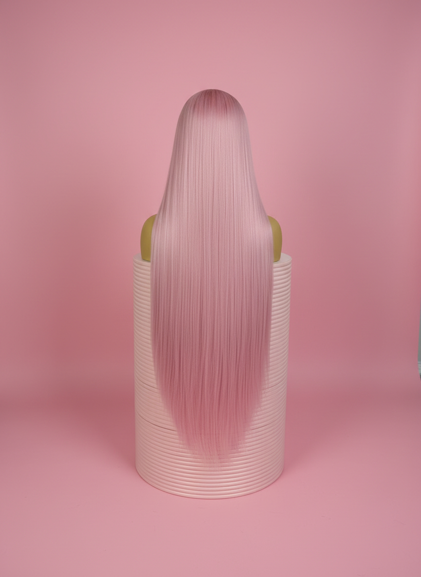 Długa Prosta Różowa Peruka Lace Front - Pink Aria - obrazek 8