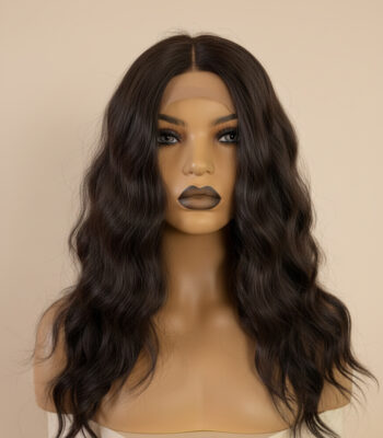 falowana peruka ciemny brąz