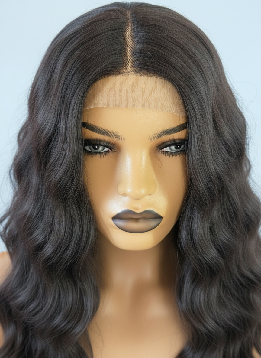 falowana peruka ciemny brąz