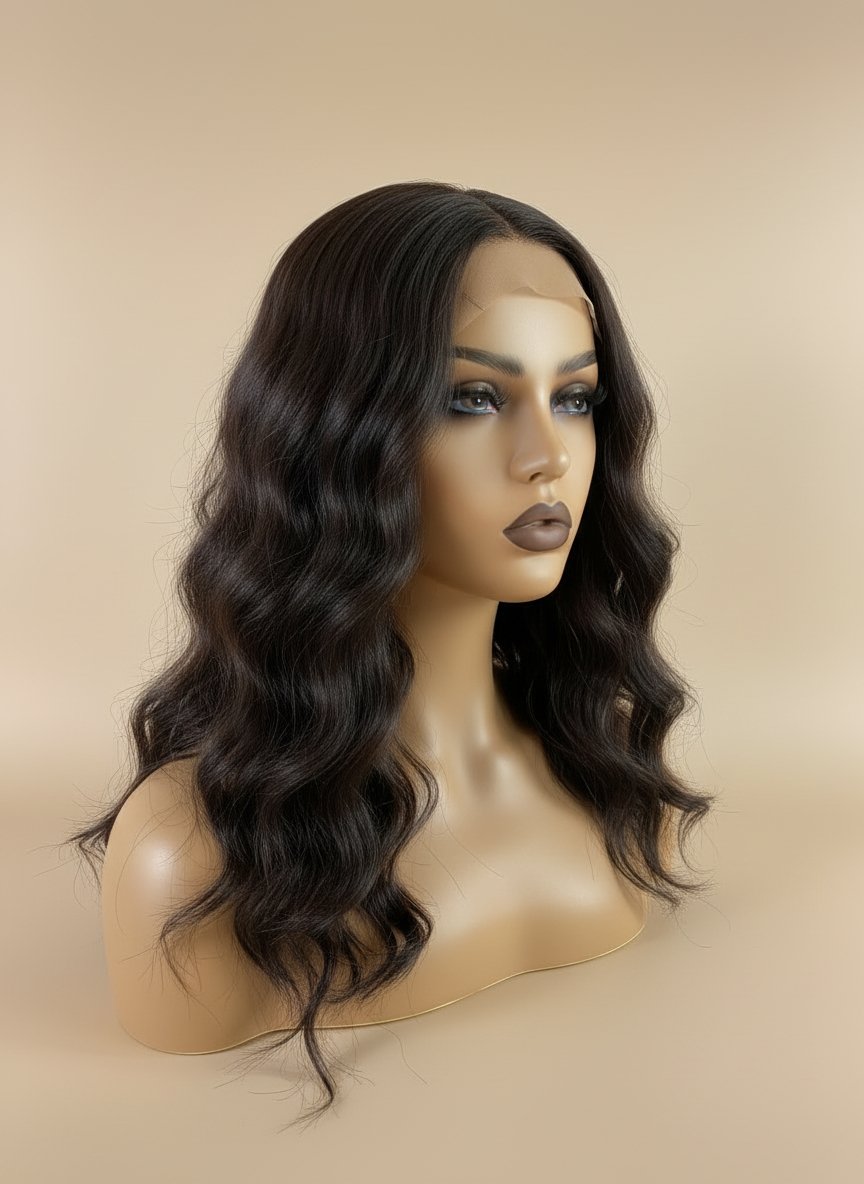 falowana peruka ciemny brąz