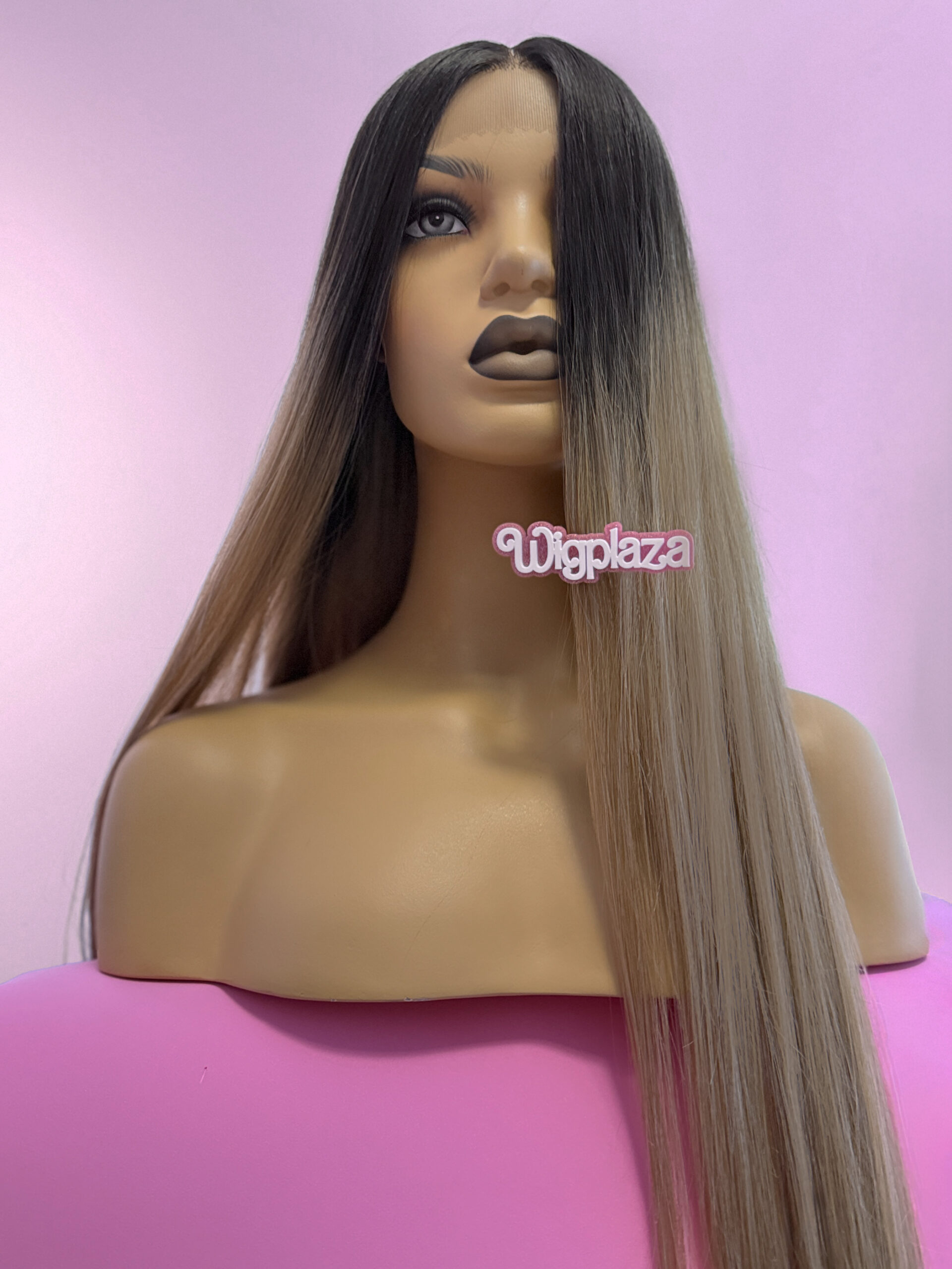 długa prosta peruka lacefront ciemny blond